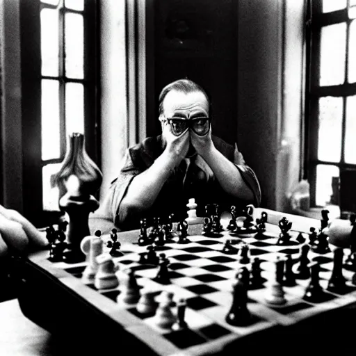 Image similar to a of Marcel Duchamp playing chess, reuters by Trent Parke