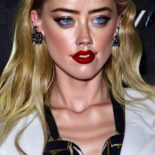 Image similar to a gourd shaped to look like the face of amber heard intercross hybrid mix