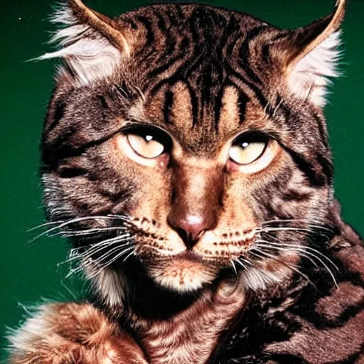 Image similar to 📷 john partridge playing rum tum tugger, spike collar, fluffy neck, cats the musical 🎶, 1 9 9 8 version, professional cat - like makeup, stunning choreography and lighting