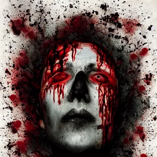 Prompt: a picture painted with ashes and blood of the dead who hate the living.