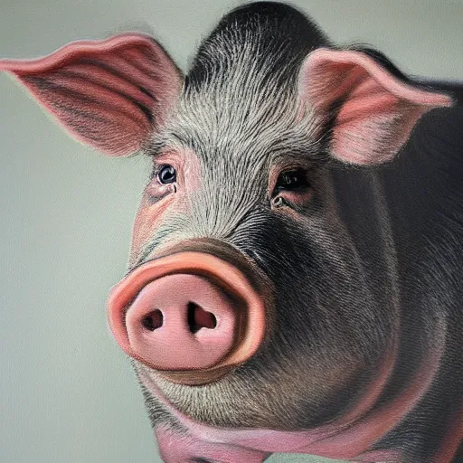 Image similar to detailed portrait painting of a pig wearing a suit