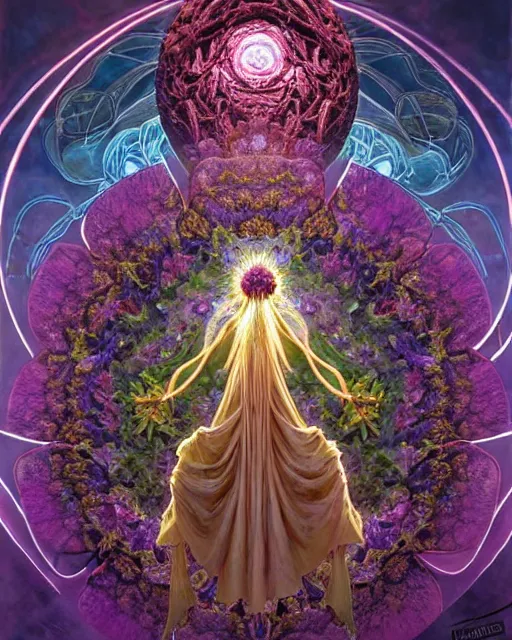 Prompt: the platonic ideal of flowers, rotting, insects and praying of cletus kasady carnage thanos nazgul doctor manhattan chtulu mandelbulb howl's moving castle mandala davinci heavy rain, d & d, fantasy, ego death, decay, dmt, psilocybin, art by artgerm and greg rutkowski and alphonse mucha
