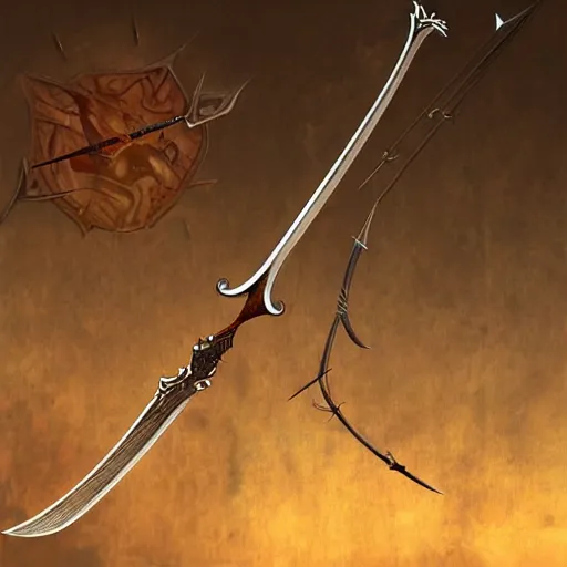 Image similar to fantasy longbow and arrow weapon made from whispy shadows, digital media, crossbow, shortbow