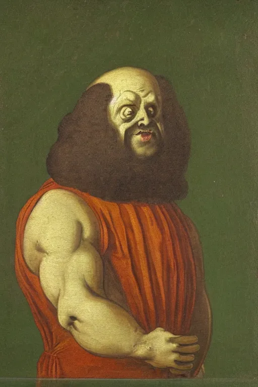 Image similar to A 17th Century painting of Slimer, full body portrait