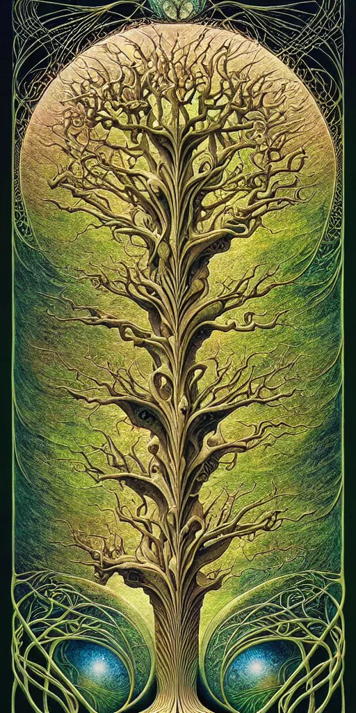 Image similar to tree of life by roger dean and andrew ferez, art forms of nature by ernst haeckel, divine chaos engine, symbolist, visionary, art nouveau, botanical fractal structures, organic, detailed, realistic, surreality