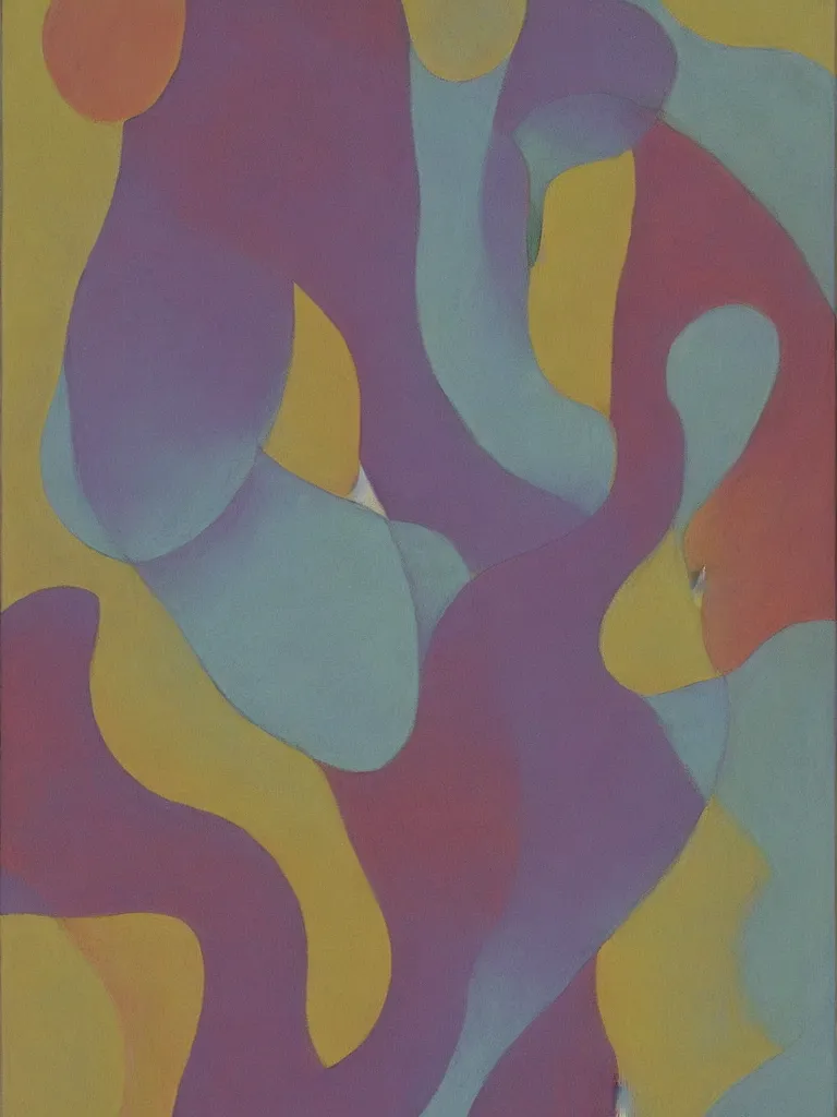 Image similar to an abstract painting by georgia o'keeffe, pastel color scheme,