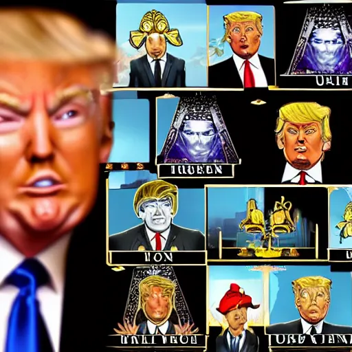 Image similar to donald trump tarot cards all suits bejeweled unreal engine 8 k