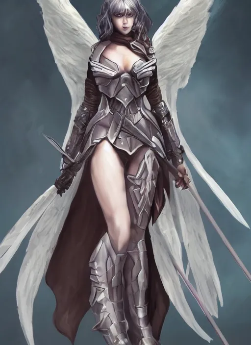 Prompt: concept art. angel knight girl. artstation trending. highly detailed