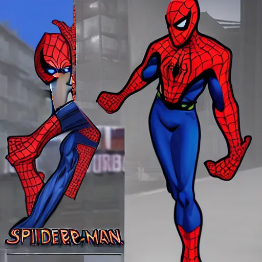 Prompt: spider - man, as a character from guilty gear : strive, anime, fighting game