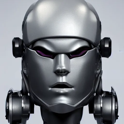 Image similar to an amazing robot-helmet, robotic head-bust portrait, of a sci-fi, human robot hybrid with weaponized systems built into the 3d helmet, cgi, zbrush, blender, octane render