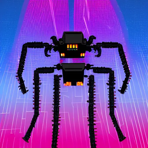 Prompt: synthwave robot spider