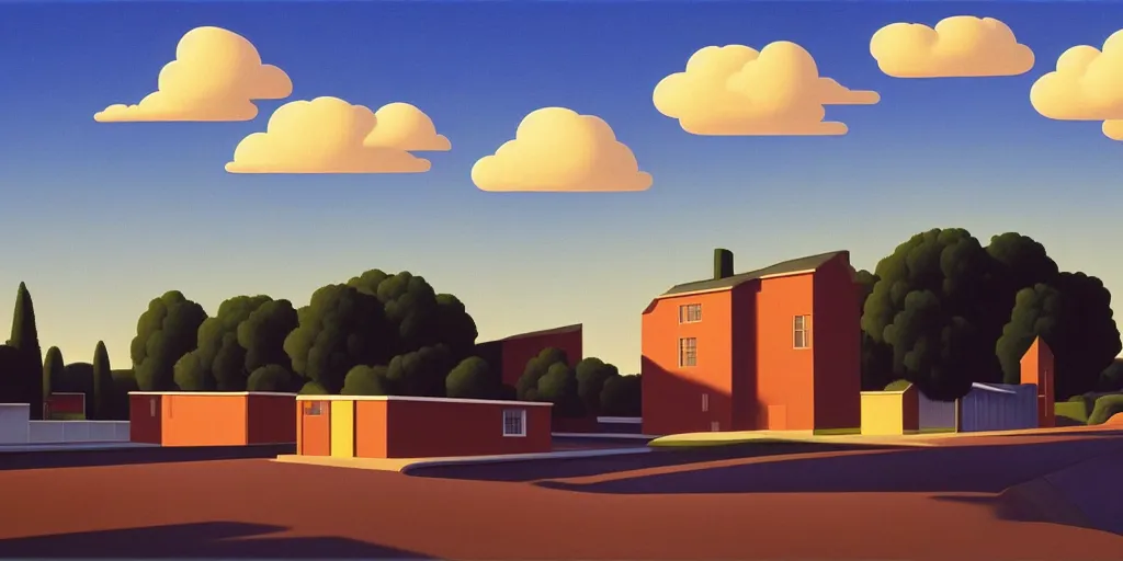 Prompt: weird, blue sky, summer evening, kenton nelson