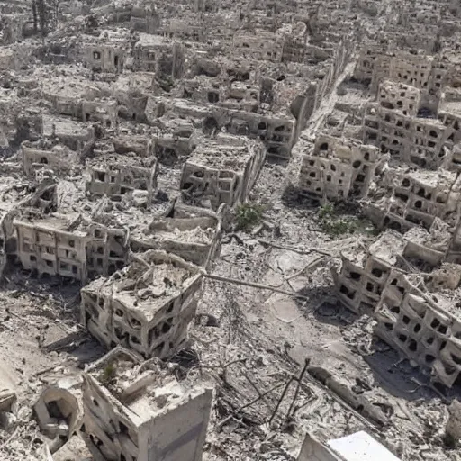 Image similar to pictures of destructed city in Syria, photojournalism, very detailed, 4k