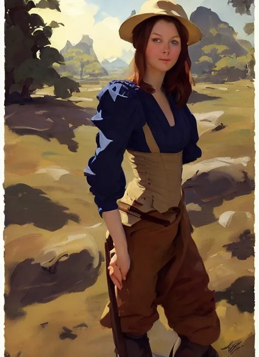 Prompt: portrait of finnish norway scandinavian attractive 1 7 th century maiden working in the field jodhpurs greg manchess painting by sargent and leyendecker, studio ghibli, fantasy, medium shot, asymmetrical, intricate, elegant, matte painting, illustration, hearthstone, by greg rutkowski, by greg tocchini, by james gilleard, by joe fenton