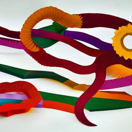 Prompt: cardboard cutout of tentacles, cut out of colored corrugated cardboard, realistic, cardboard cutout, flat, hyperrealistic photography