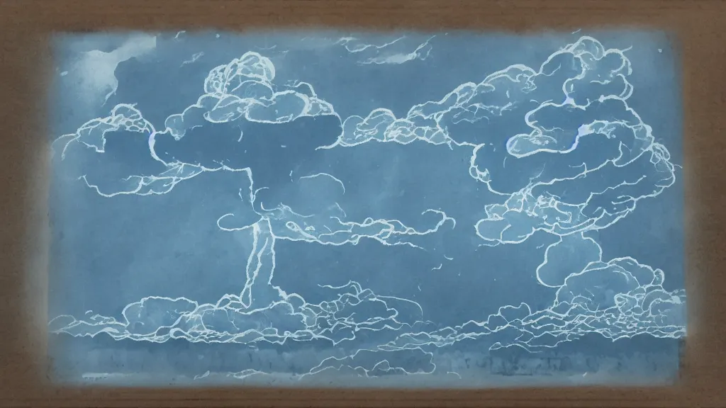 Image similar to cyanotype programmable thunderhead apparition