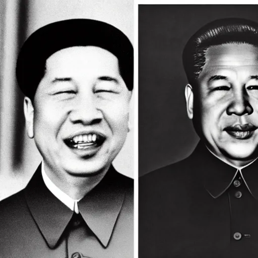 Prompt: photo of obama and mao zedong smiling together