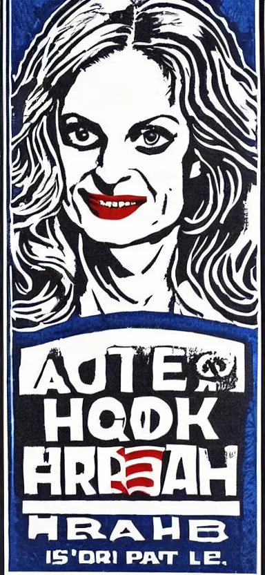 Image similar to heather graham American election poster, block print