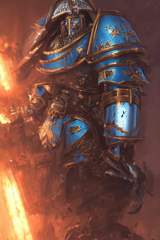 Image similar to armor portrait heros warhammer 4 0 k horus heresy fanart - the primarchs emperor by johannes helgeson animated with vfx concept artist & illustrator global illumination ray tracing hdr fanart arstation zbrush central hardmesh 8 k octane renderer comics stylized