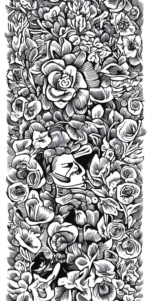 Prompt: mcbess illustration of beautiful flowers