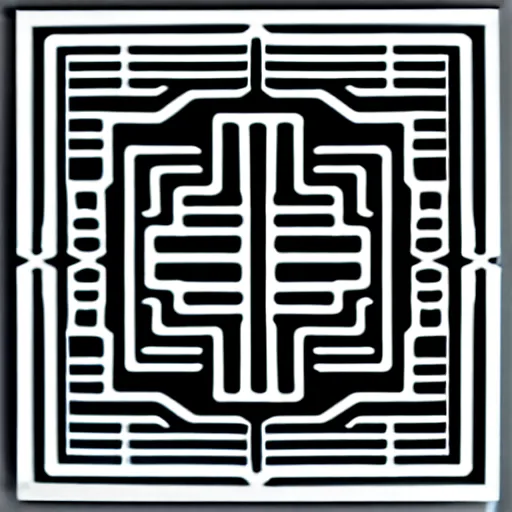 Image similar to black and white svg vector art panel for cnc plasma, laser, stencil, unique art deco forest circuit board design