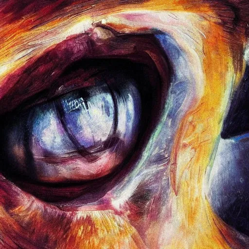 Prompt: A digital art. A rip in spacetime. Did this device in her hand open a portal to another dimension or reality?! extreme close-up by Oskar Kokoschka, by Yasushi Nirasawa mournful