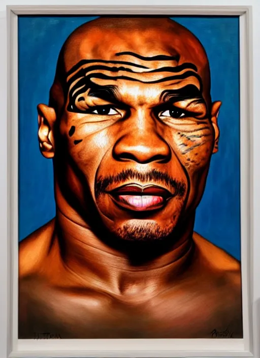 Prompt: oil portrait of mike tyson : : painted by chicago painter ivan albright in 1 9 4 5