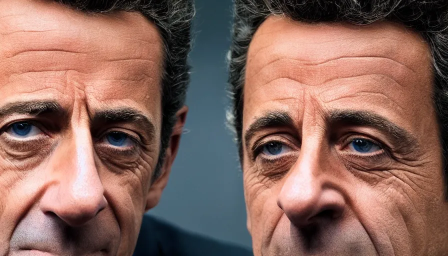 Prompt: hyper-realistic and anamorphic 2010s movie still close-up portrait of Nicolas Sarkozy, by Paolo Sorrentino, Leica SL2 50mm, beautiful color, high quality, high textured, detailed face