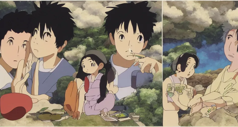 Image similar to the two complementary forces that make up all aspects and phenomena of life, by Studio Ghibli