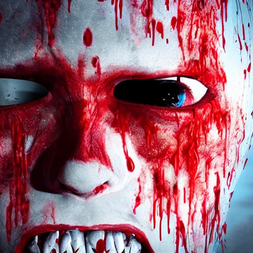Image similar to creepy blood creature, 8 k movie, realistic photo