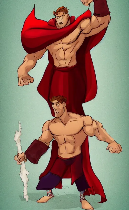 Image similar to a chad and handsome red wizard, super buff and cool