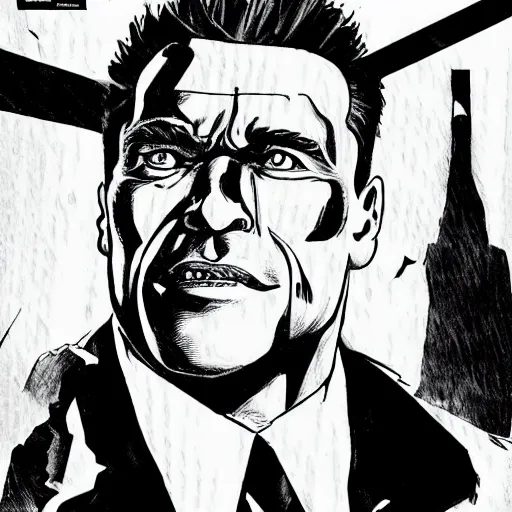 Image similar to arnold schwarzenegger in chainsaw man ( manga )