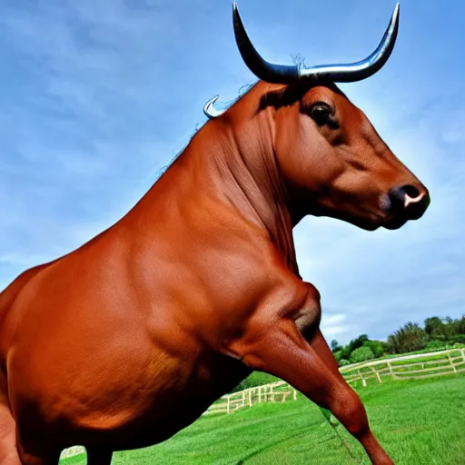 Image similar to half bull, half horse
