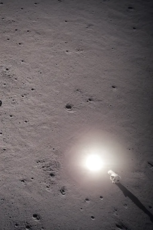 Image similar to A cinematic film still of an astronaut on the surface of the Moon. DSLR photograph, professional composition, award-winning, stunning detail, crisp shadows.