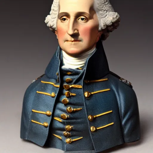 Image similar to tabletop figurine of george washington, painted plastic, studio lighting