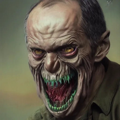 Image similar to sergey lavrov, is evil gremlin, rotten teeth, horror, macabre by donato giancola and greg rutkowski and wayne barlow and zdzisław beksinski, realistic face, digital art