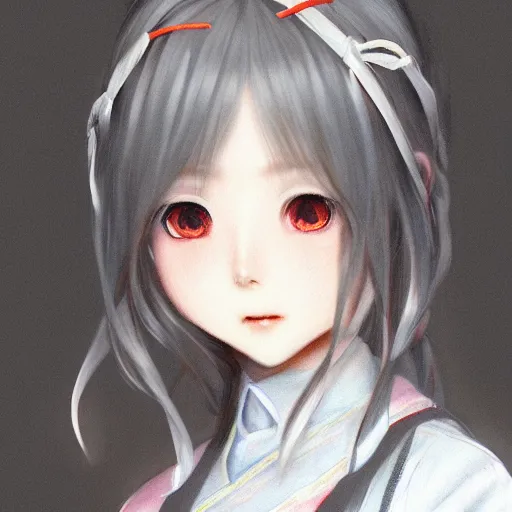 Image similar to ultra-detailed, amazing details, grayish palette, HD semirealistic anime CG concept art digital painting of a Japanese schoolgirl, by a Chinese artist at ArtStation, by Huang Guangjian, Fenghua Zhong, Ruan Jia, Xin Jin and Wei Chang. Realistic artwork of a Chinese videogame, gentle an harmonic colors.