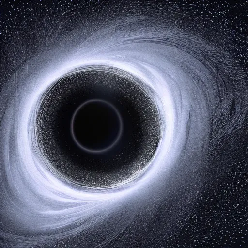 Prompt: rotating black hole distorting the fabric of space - time, seen through a doorway, high definition astrophotography