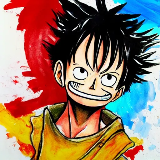 Image similar to draw abstract painting of luffy