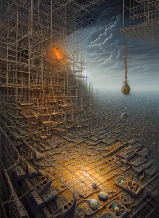 Image similar to a hyper-detailed 3d render like a Oil painting of the Construction of a Unified-Theory, surrealism!!!!! surreal concept art, lifelike, photorealistic, digital painting, aesthetic, smooth, sharp focus, Artstation HD, by Greg Rutkowski, Chris Tulloch McCabe, Valentina Remenar and Asher Duran,