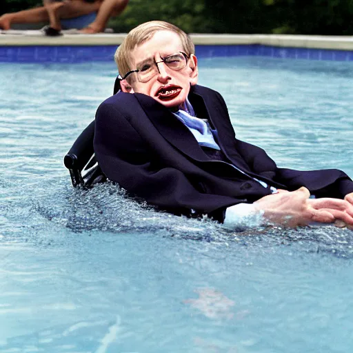 Image similar to Stephen Hawking going for a swim, Olympics, photography,