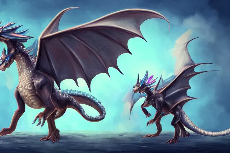 Image similar to full body digital illustration of a cute baby dragon with iridescent wings, concept art, matte background, deviantArt, artstation, artstation HQ, HD, 4k resolution