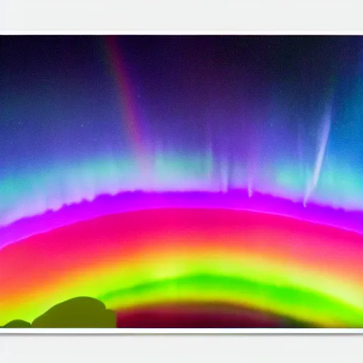 Image similar to professional art of a rainbow connected to an aurora borealis, 4 k, 8 k, hd, high quality, highly detailed
