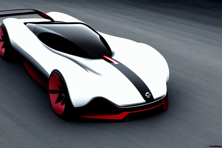 Image similar to a sports car concept design based on nissan sports cars, concept car, car design, symmetry, consistent, by ash thorp