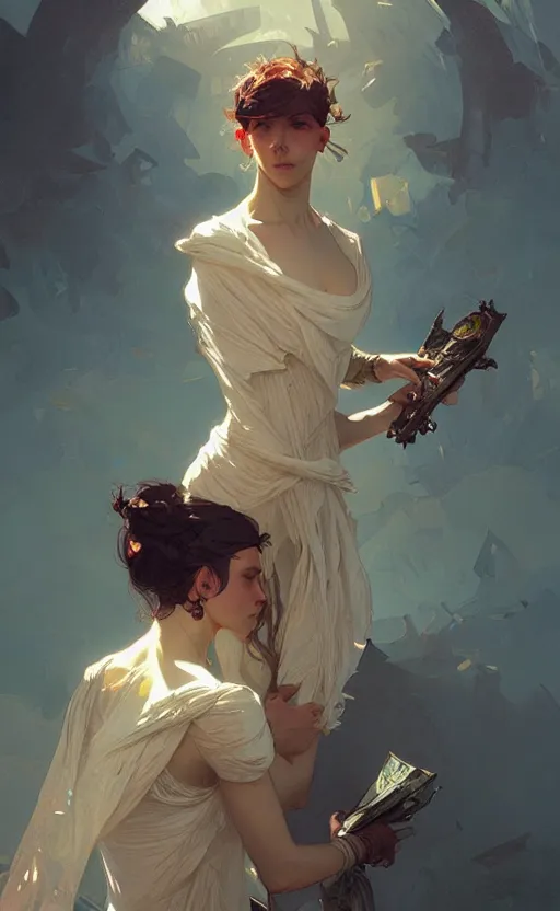 Image similar to a personification of boredom, highly detailed, digital painting, artstation, concept art, sharp focus, illustration, art by greg rutkowski and alphonse mucha