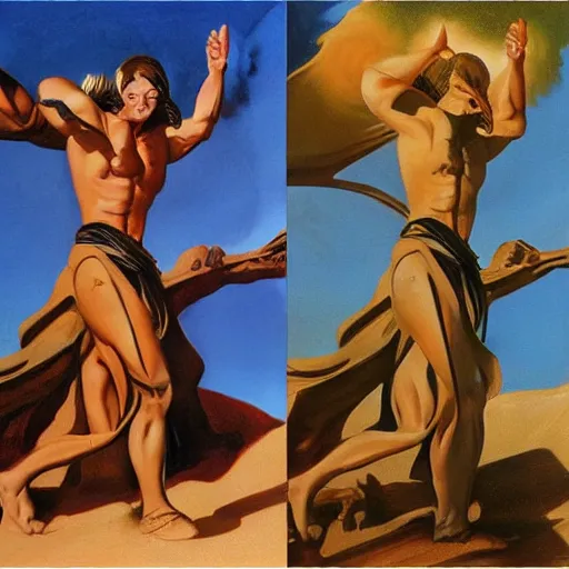 Prompt: 4 seasons of peace of desert truth God Sand menace in the style of Frank Frazetta, Jeff Easley, Caravaggio, extremely clear and coherent, 8K resolution-W 1024