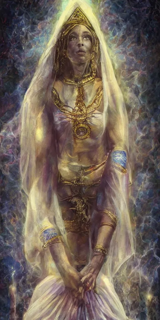 Image similar to a mystical woman priestess