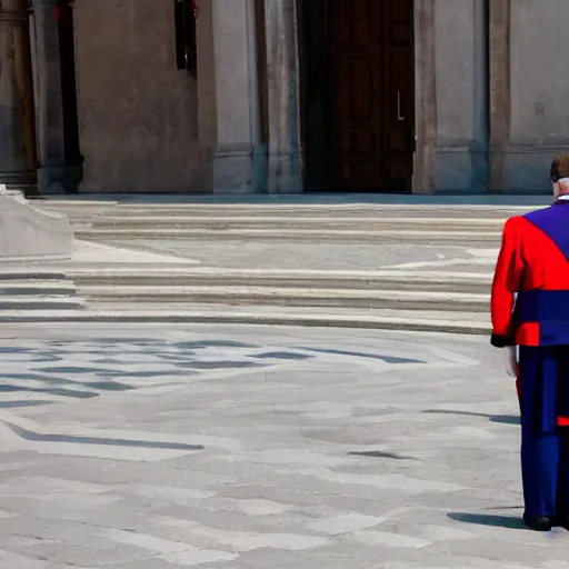 Image similar to cinematic shot of Gabe Newell wearing a Swiss Guard uniform and standing at attention, 8k, ultra detailed, ultra intricate, depth of field,