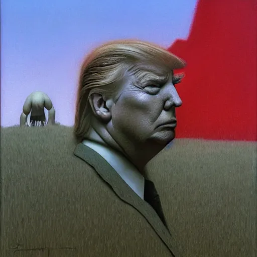 Image similar to Donald Trump. Leery. Zdzisław Beksiński