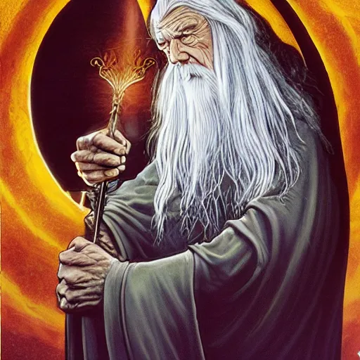 Gandalf pondering his orb by Todd Lockwood | Stable Diffusion | OpenArt